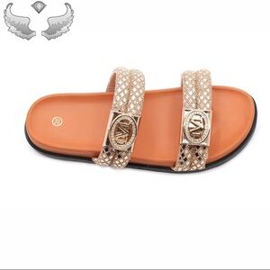 Stylish Gold Slide Sandals